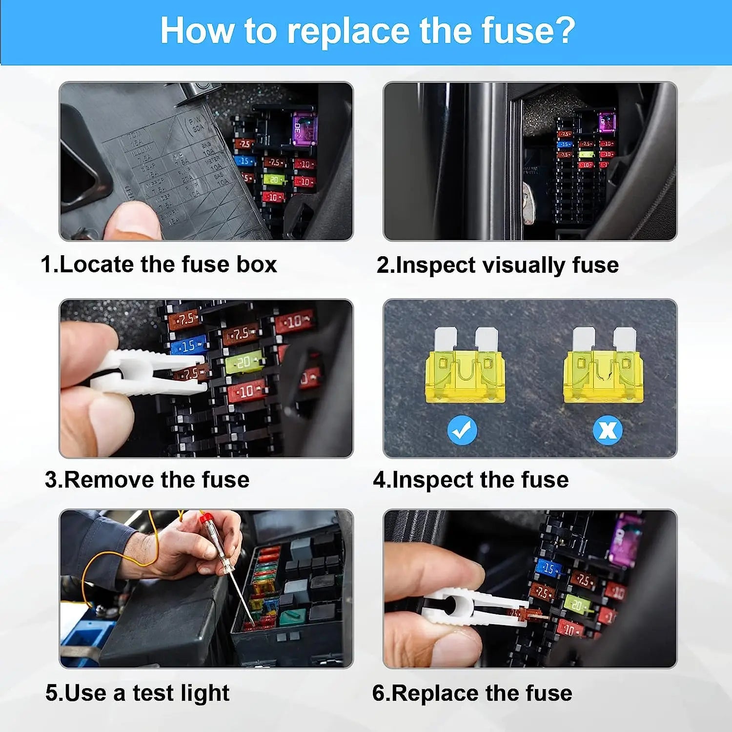 180Pcs Car Fuses Assorted Kit, 60 Mini Blade Car Fuse +60 Standard Fuse Automotive +60 Micro Fuse + Fuse Puller